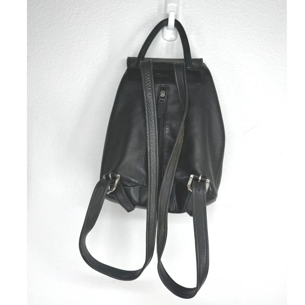 Fossil Y2K Vintage Black Pebbled Leather Mini Backpack Key Drawstring Bag 90s